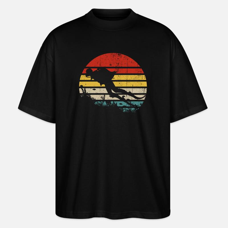 Retro Sunset Surf Silhouette - Stanley/Stella Oversized Unisex Bio T-Shirt Blaster 2.0 - Schwarz