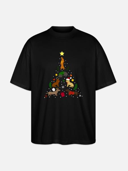 Dackel Tree Christmas - Stanley/Stella Oversized Unisex Organic T-shirt Blaster 2.0 - black