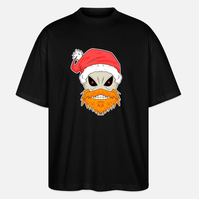 Crâne de Père Noël - T-shirt bio Blaster 2.0 coupe oversize Stanley/Stella Unisexe - noir