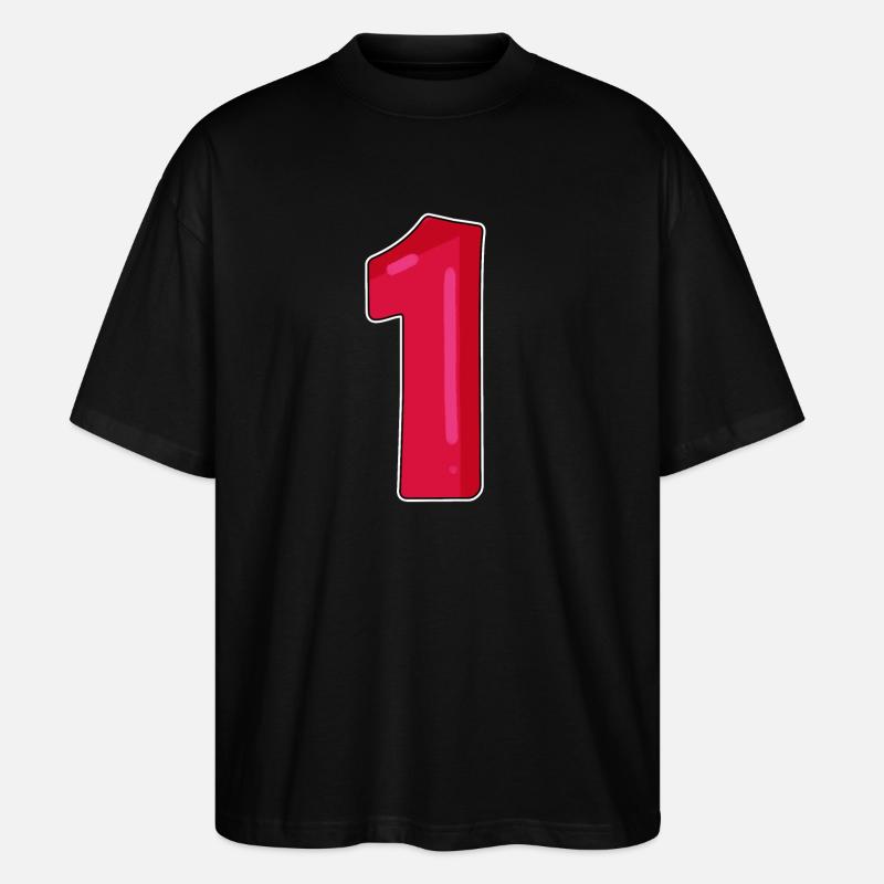 Number 1 Red Dark - Stanley/Stella Oversized Unisex Organic T-shirt Blaster 2.0 - black