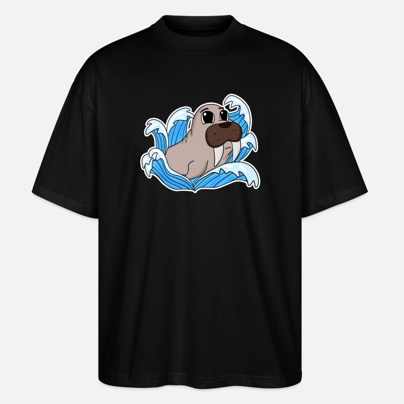 Walross Robbe - Stanley/Stella Oversized Unisex Bio T-Shirt Blaster 2.0 - Schwarz