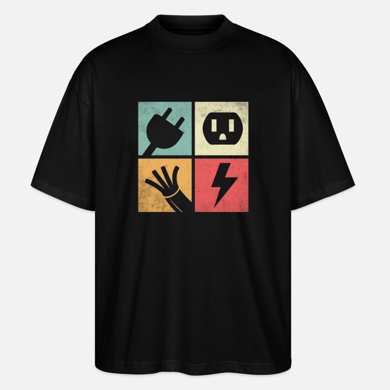 Steckverbinder & Pastellblitze - Stanley/Stella Oversized Unisex Bio T-Shirt Blaster 2.0 - Schwarz