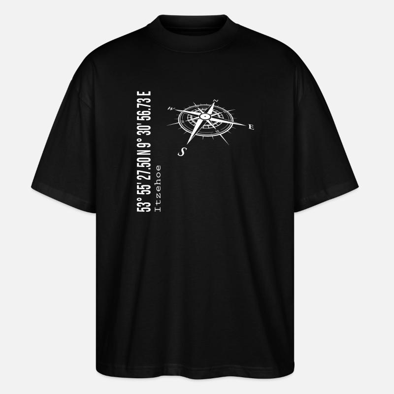Koordinaten Itzehoe - Stanley/Stella Oversized Unisex Bio T-Shirt Blaster 2.0 - Schwarz