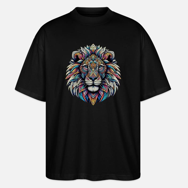 Löwe mit Mandalas verziert - Stanley/Stella Oversized Unisex Bio T-Shirt Blaster 2.0 - Schwarz