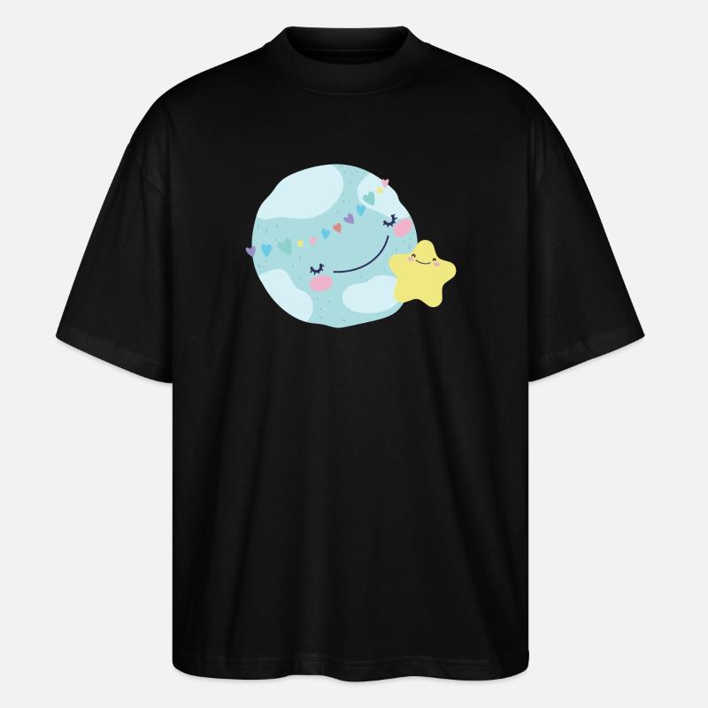 Pastel Planète Coeurs - T-shirt bio Blaster 2.0 coupe oversize Stanley/Stella Unisexe - noir