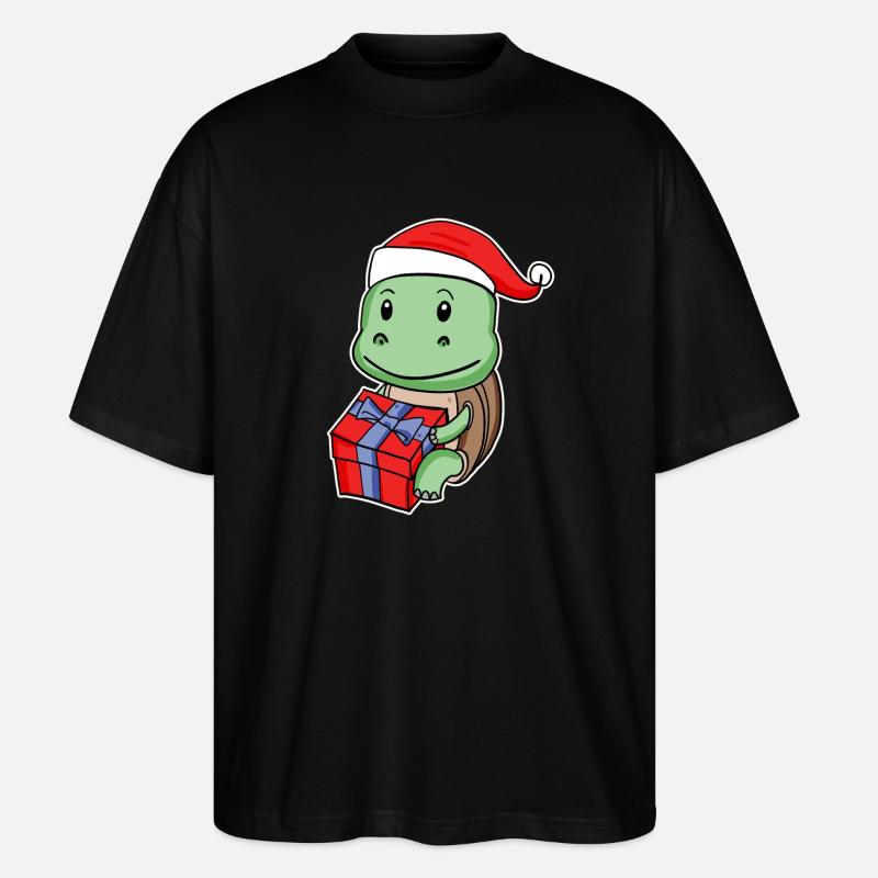 Turtle with Christmas hat - Stanley/Stella Oversized Unisex Organic T-shirt Blaster 2.0 - black
