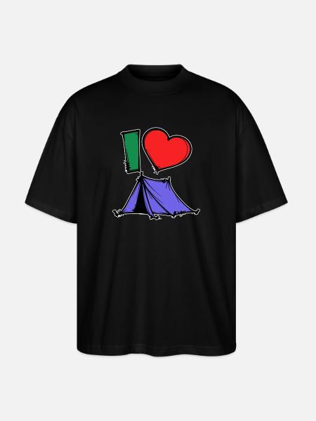 Camping Statement Wanderer Herz Wanderlust Zelten - Stanley/Stella Oversized Unisex Bio T-Shirt Blaster 2.0 - Schwarz