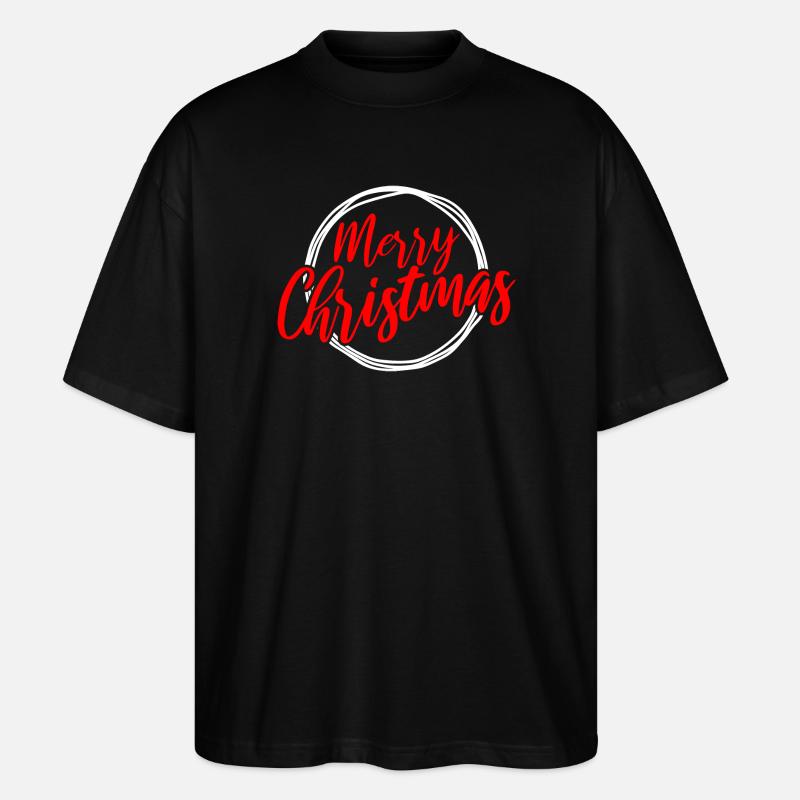 Joyeux Noël Script Circle - T-shirt bio Blaster 2.0 coupe oversize Stanley/Stella Unisexe - noir