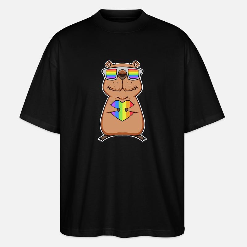 Capybara Capybara Rainbow - Stanley/Stella Oversized Unisex Organic T-shirt Blaster 2.0 - black