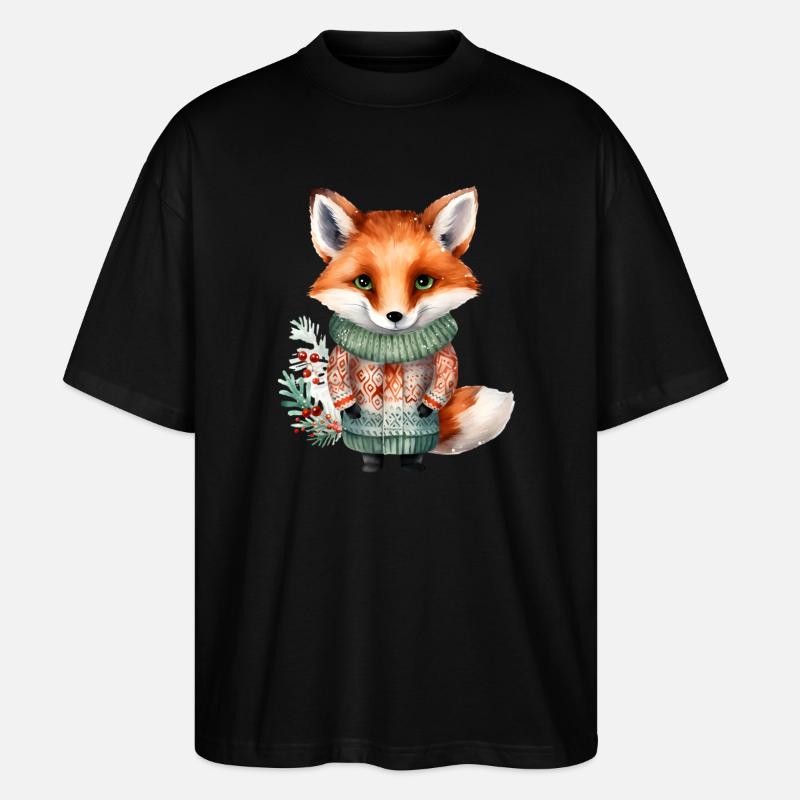 Renard d’hiver en pull - T-shirt bio Blaster 2.0 coupe oversize Stanley/Stella Unisexe - noir