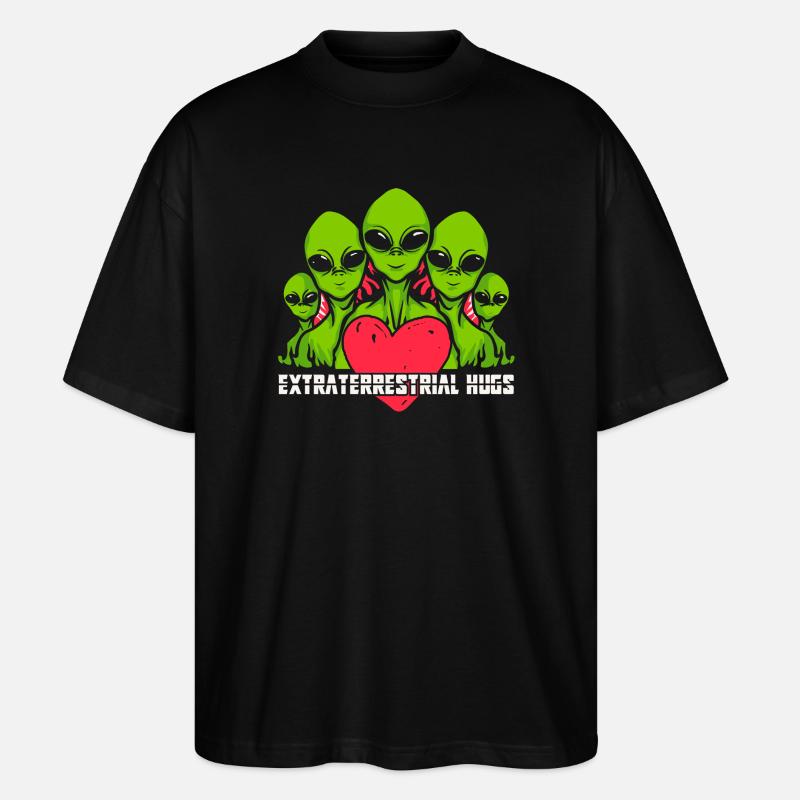 Alien, UFO, Fliegende Untertasse - Stanley/Stella Oversized Unisex Bio T-Shirt Blaster 2.0 - Schwarz