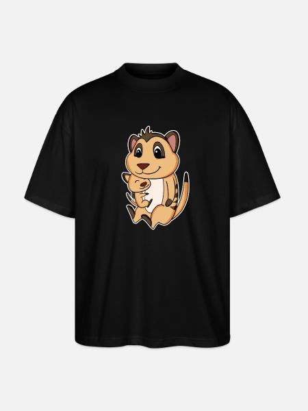 Erdmännchen Familie - Erdmännchen mit Baby - Stanley/Stella Oversized Unisex Bio T-Shirt Blaster 2.0 - Schwarz