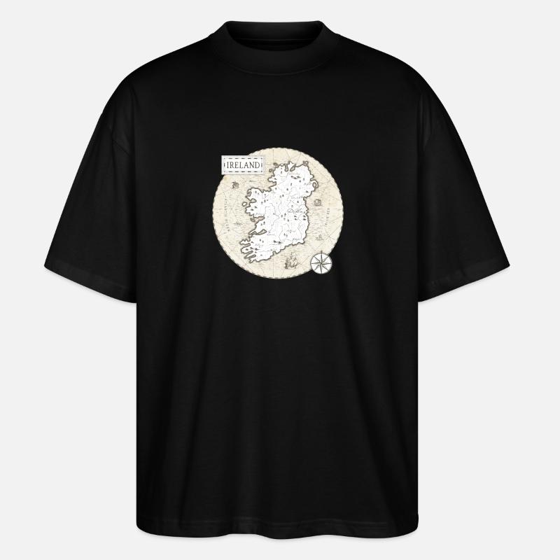 Irland Vintage Karte - Stanley/Stella Oversized Unisex Bio T-Shirt Blaster 2.0 - Schwarz