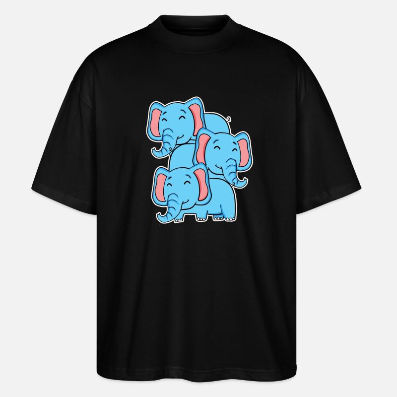 Cute Elephant - Elephant Motif - Stanley/Stella Oversized Unisex Organic T-shirt Blaster 2.0 - black