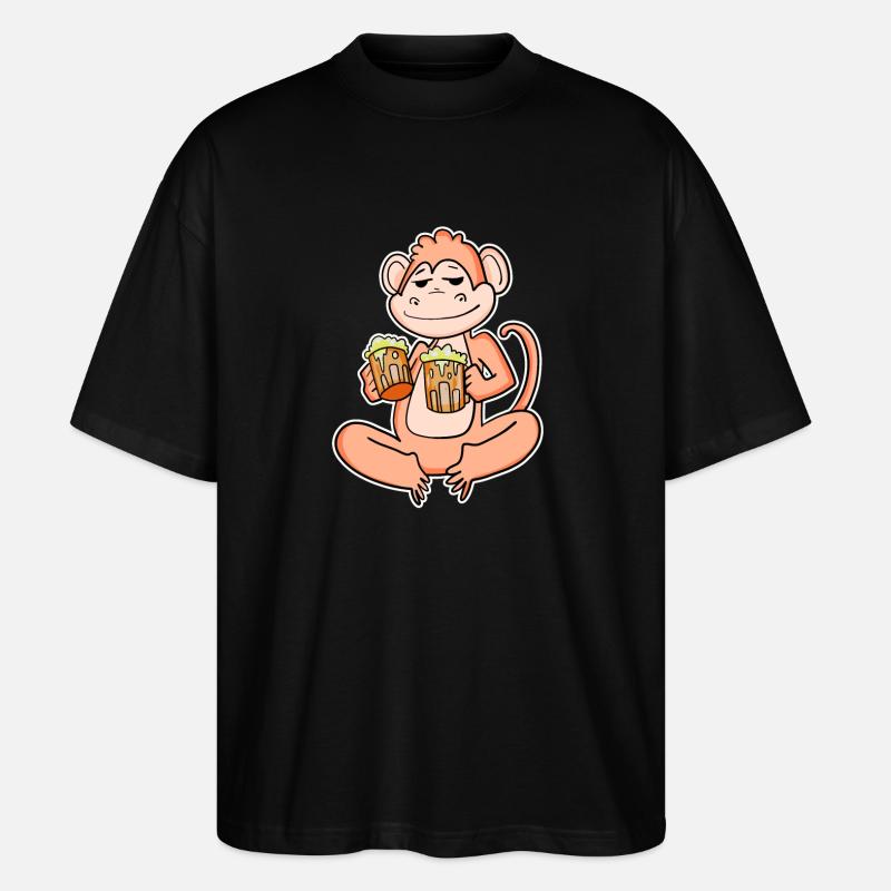 Affe mit Bier - Stanley/Stella Oversized Unisex Bio T-Shirt Blaster 2.0 - Schwarz