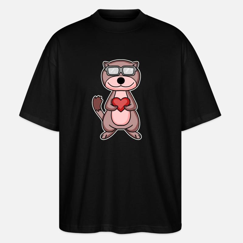 Wiesel mit Herz und Brille - Stanley/Stella Oversized Unisex Bio T-Shirt Blaster 2.0 - Schwarz