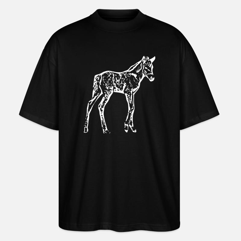 Pferd weiß, Fohlen - Stanley/Stella Oversized Unisex Bio T-Shirt Blaster 2.0 - Schwarz