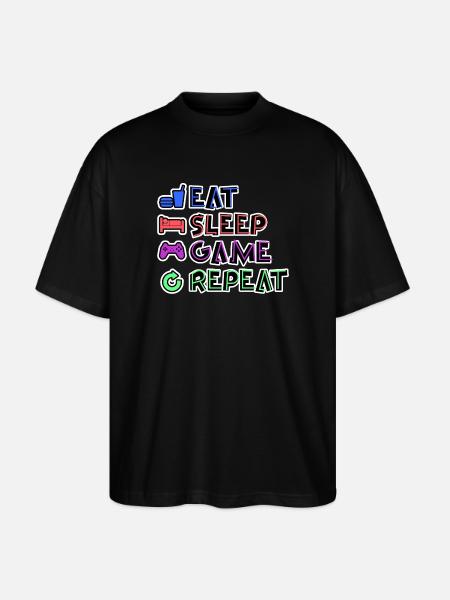 Eat Sleep Game Repeat - Stanley/Stella Oversized Unisex Bio T-Shirt Blaster 2.0 - Schwarz