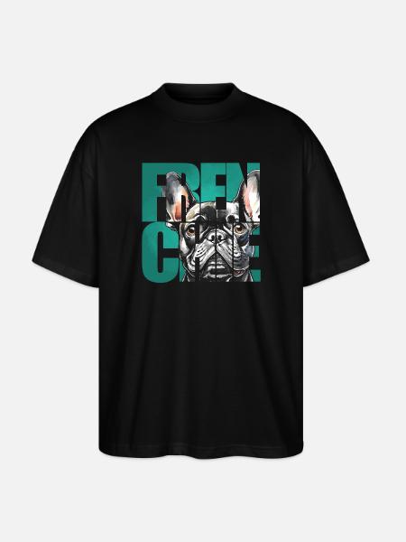 French Bulldog Portrait - Stanley/Stella Oversized Unisex Organic T-shirt Blaster 2.0 - black