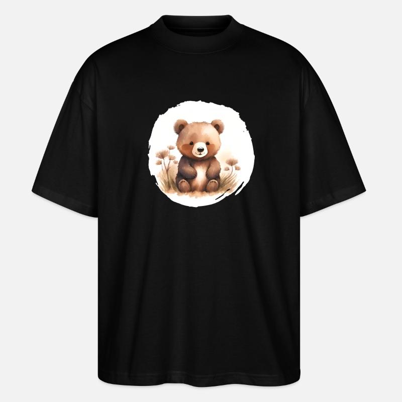 Bär Aquarell - Stanley/Stella Oversized Unisex Bio T-Shirt Blaster 2.0 - Schwarz