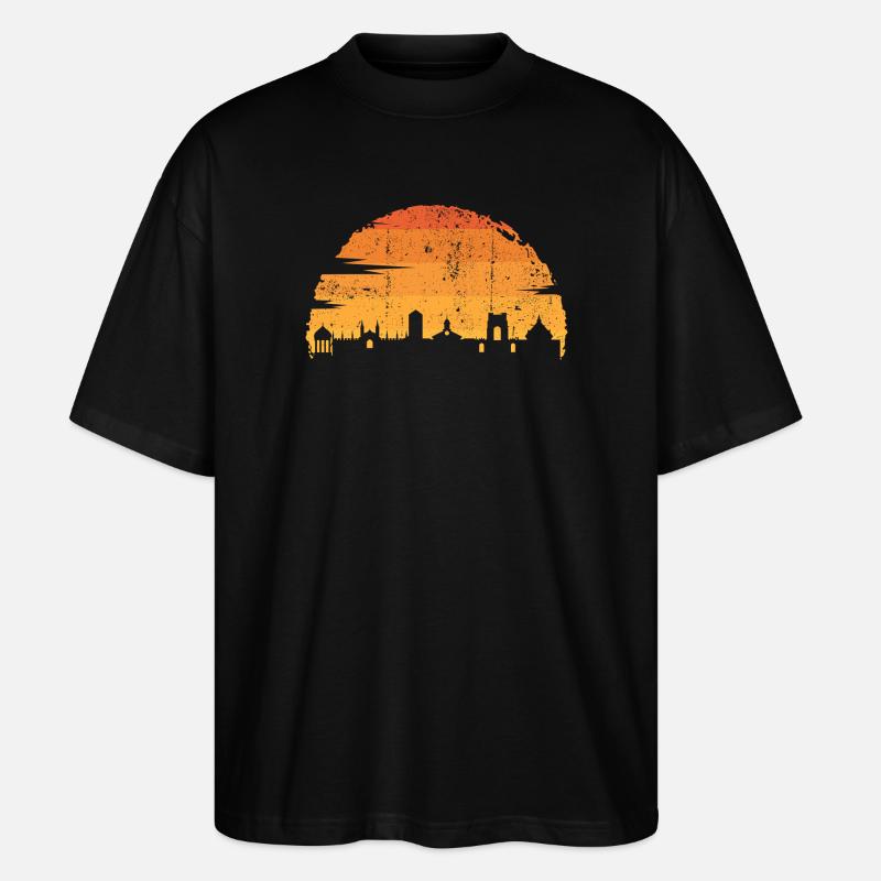 Goldene Stunde Stadtsilhouette - Stanley/Stella Oversized Unisex Bio T-Shirt Blaster 2.0 - Schwarz