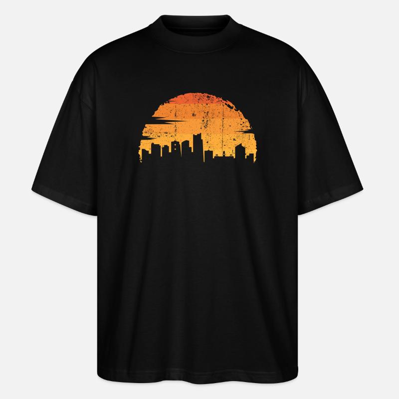 Sonnenuntergang Skyline Silhouette - Stanley/Stella Oversized Unisex Bio T-Shirt Blaster 2.0 - Schwarz