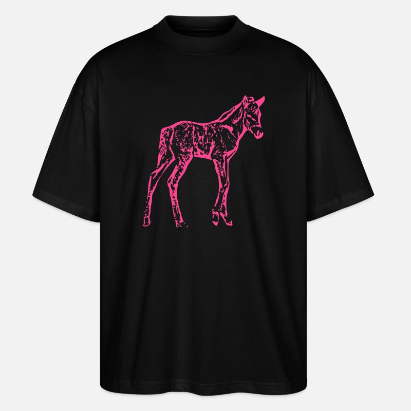 Pferd rosa pink - Stanley/Stella Oversized Unisex Bio T-Shirt Blaster 2.0 - Schwarz