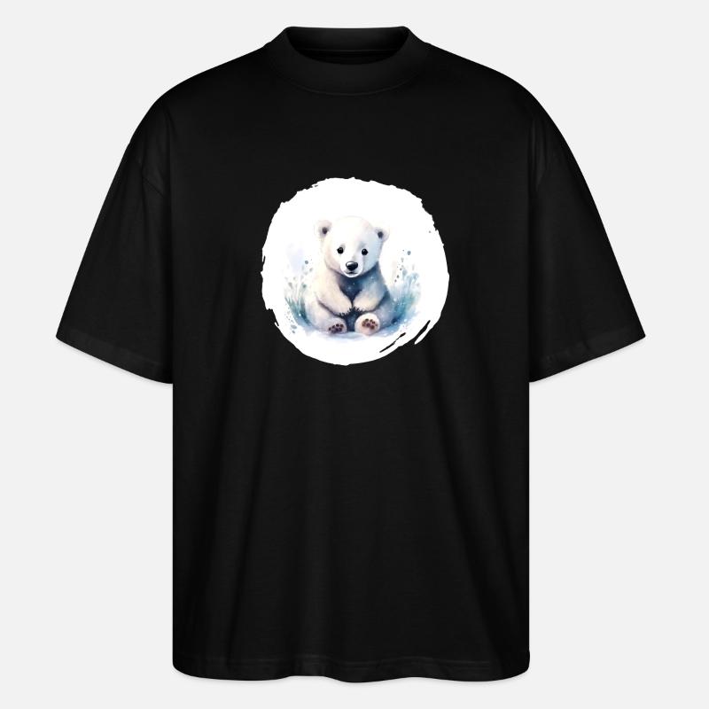 Aquarelle d’ours polaire - T-shirt bio Blaster 2.0 coupe oversize Stanley/Stella Unisexe - noir