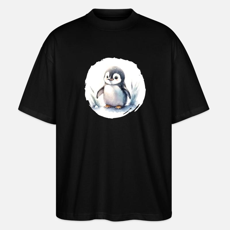 Aquarelle de pingouin - T-shirt bio Blaster 2.0 coupe oversize Stanley/Stella Unisexe - noir