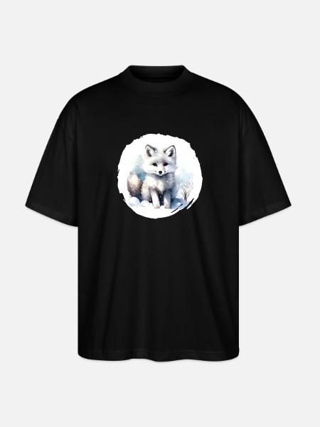 Polarfuchs Aquarell - Stanley/Stella Oversized Unisex Bio T-Shirt Blaster 2.0 - Schwarz