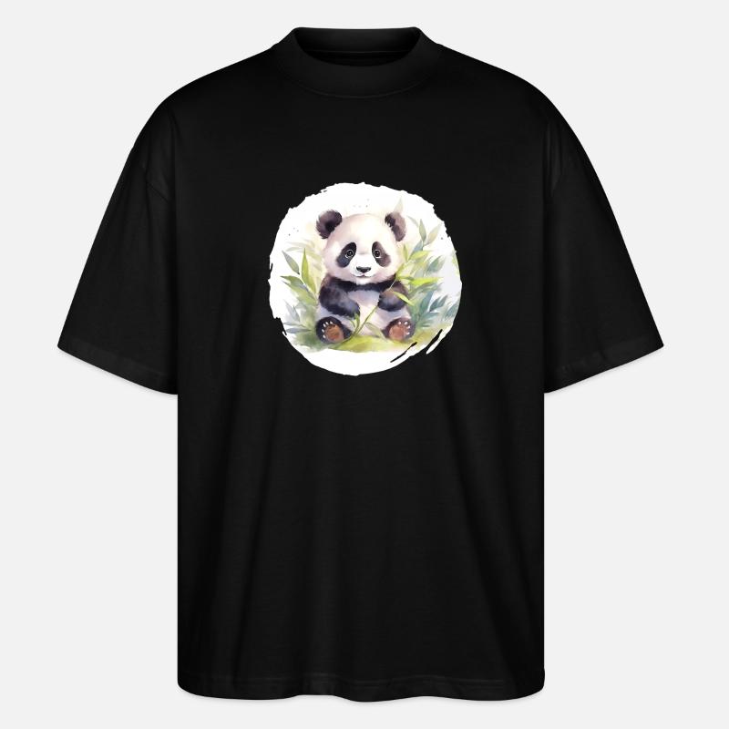 Aquarell Pandabär - Stanley/Stella Oversized Unisex Bio T-Shirt Blaster 2.0 - Schwarz