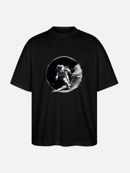 astronaut on the moon - Stanley/Stella Oversized Unisex Organic T-shirt Blaster 2.0 - black