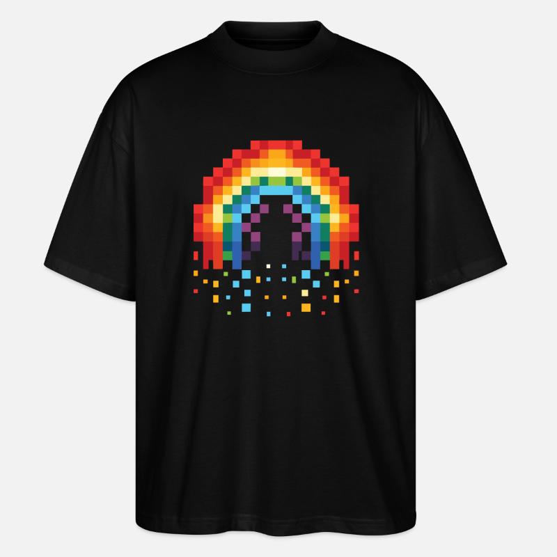 Pixel Art Regenbogen 8-Bit Retro - Stanley/Stella Oversized Unisex Bio T-Shirt Blaster 2.0 - Schwarz