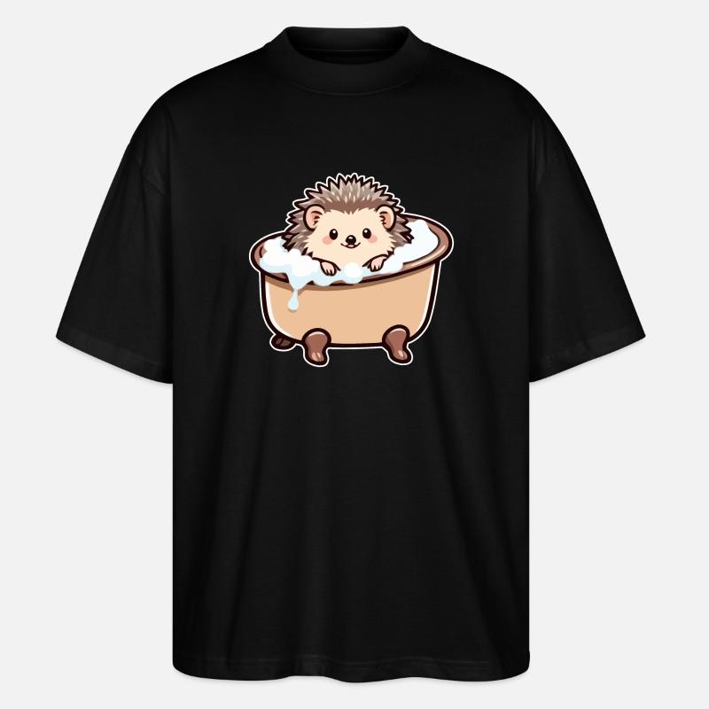 Hérisson mignon dans la baignoire - T-shirt bio Blaster 2.0 coupe oversize Stanley/Stella Unisexe - noir