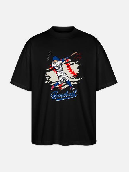 Dynamic Baseball Swing Illustration - Stanley/Stella Oversized Unisex Organic T-shirt Blaster 2.0 - black
