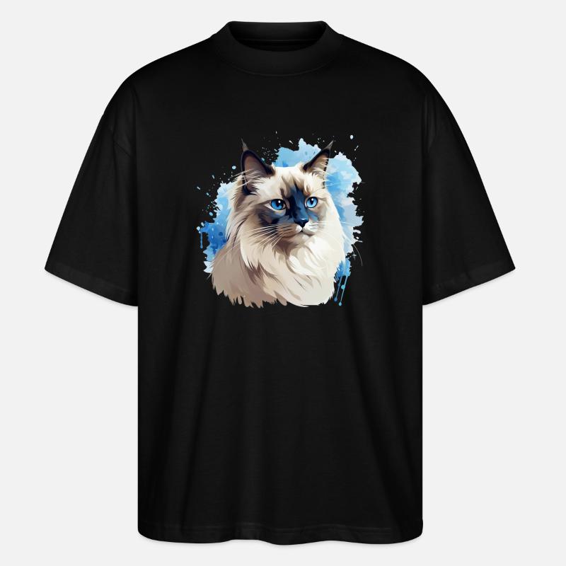Katze Kopf Heilige Birma - Stanley/Stella Oversized Unisex Bio T-Shirt Blaster 2.0 - Schwarz