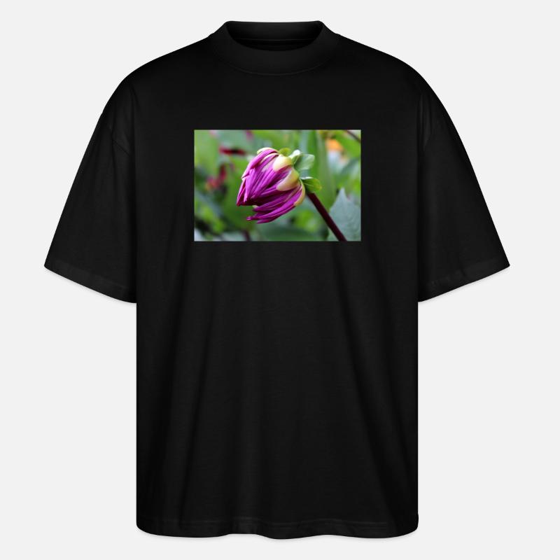 Fleur de Dahlia rouge violet, fleur - T-shirt bio Blaster 2.0 coupe oversize Stanley/Stella Unisexe - noir