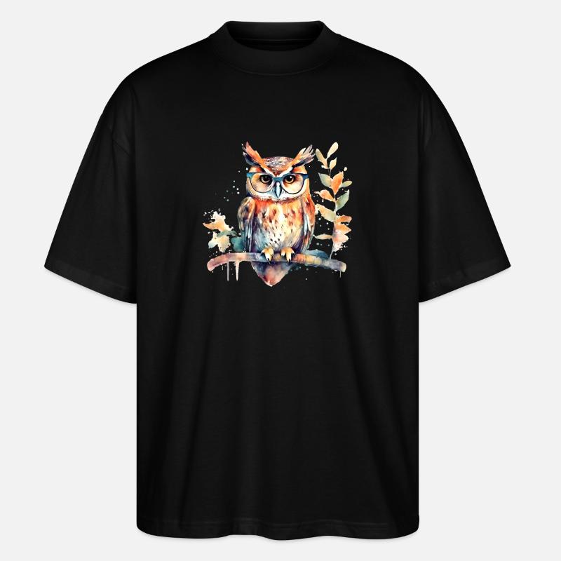 Hibou avec des lunettes - T-shirt bio Blaster 2.0 coupe oversize Stanley/Stella Unisexe - noir