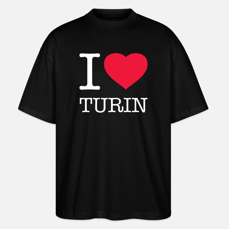 I LOVE TURIN - Stanley/Stella Oversized Unisex Bio T-Shirt Blaster 2.0 - Schwarz