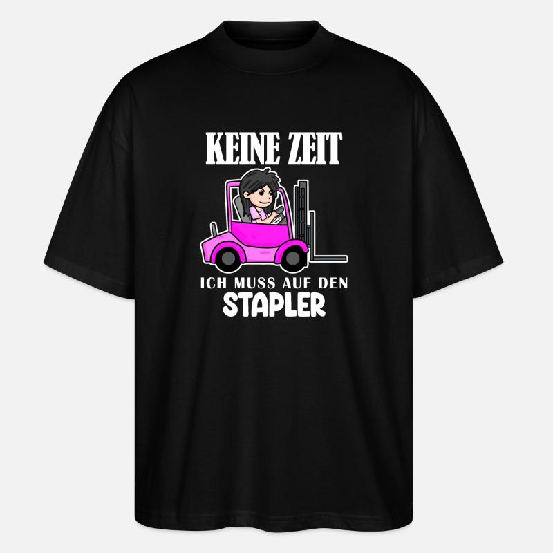 Stapler Gabelstapler Lager Logistik Damen - Stanley/Stella Oversized Unisex Bio T-Shirt Blaster 2.0 - Schwarz