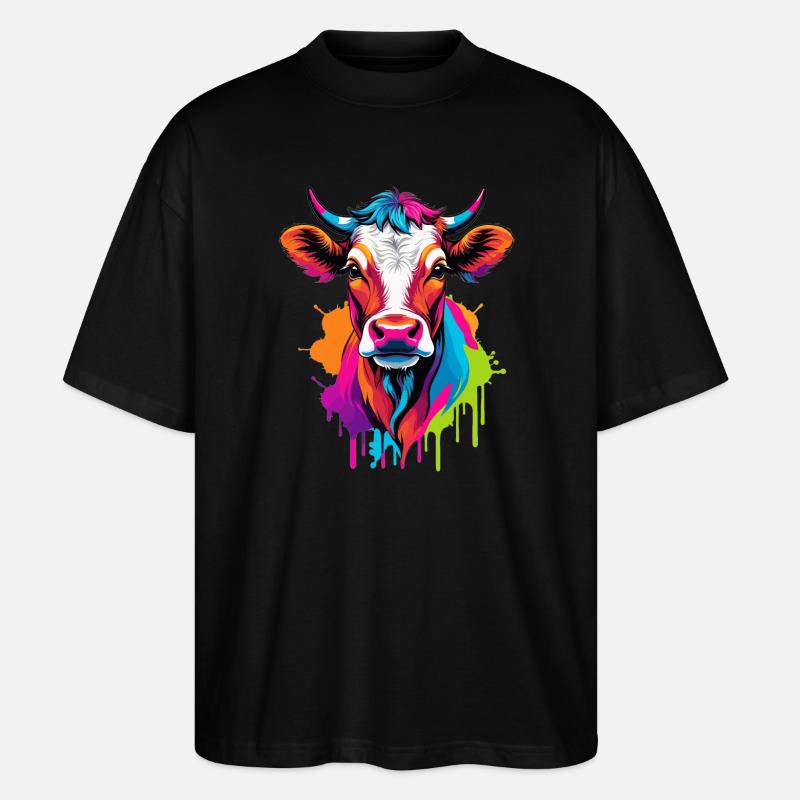 Süße bunte Kuh - Stanley/Stella Oversized Unisex Bio T-Shirt Blaster 2.0 - Schwarz