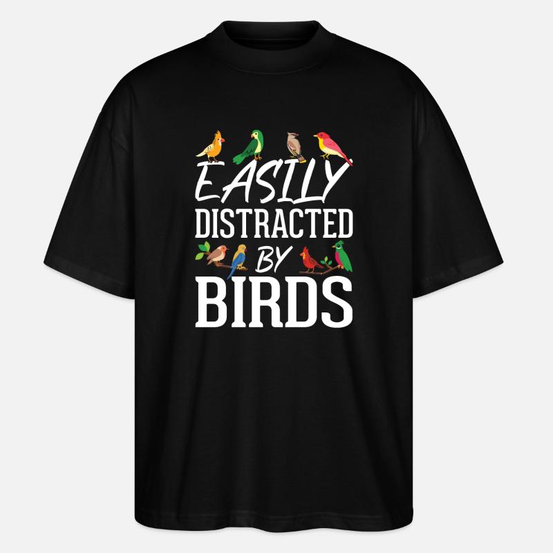 Facilement distrait par les oiseaux - T-shirt bio Blaster 2.0 coupe oversize Stanley/Stella Unisexe - noir