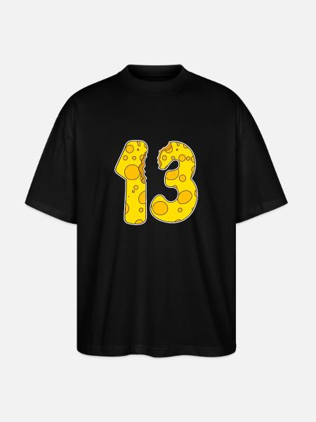 13 Year Old Funny Cheese - Stanley/Stella Oversized Unisex Organic T-shirt Blaster 2.0 - black