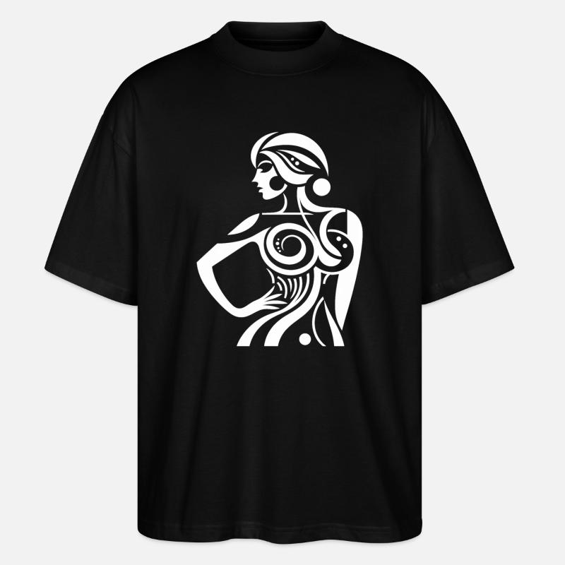 Héroïne de ligne abstraite - T-shirt bio Blaster 2.0 coupe oversize Stanley/Stella Unisexe - noir