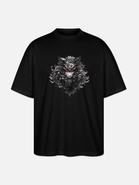 Dunkler Mondwolfmaske - Stanley/Stella Oversized Unisex Bio T-Shirt Blaster 2.0 - Schwarz