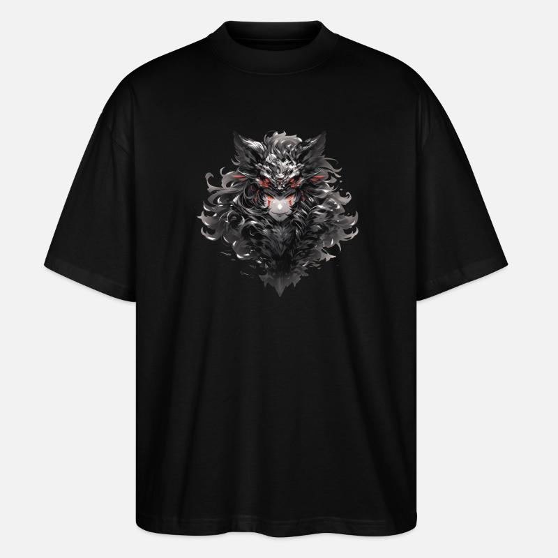 Dunkler Mondwolfmaske - Stanley/Stella Oversized Unisex Bio T-Shirt Blaster 2.0 - Schwarz