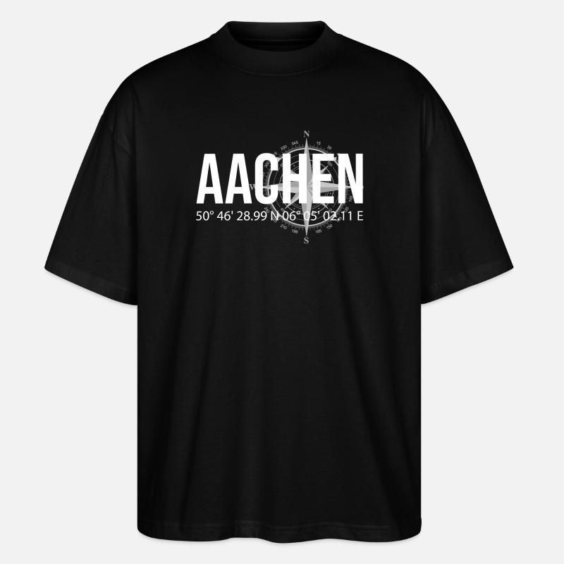 Koordinaten Aachen - Stanley/Stella Oversized Unisex Bio T-Shirt Blaster 2.0 - Schwarz