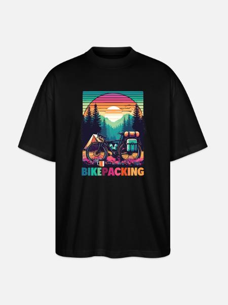 Bikepacking Sunset Adventure - Stanley/Stella Oversized Unisex Organic T-shirt Blaster 2.0 - black