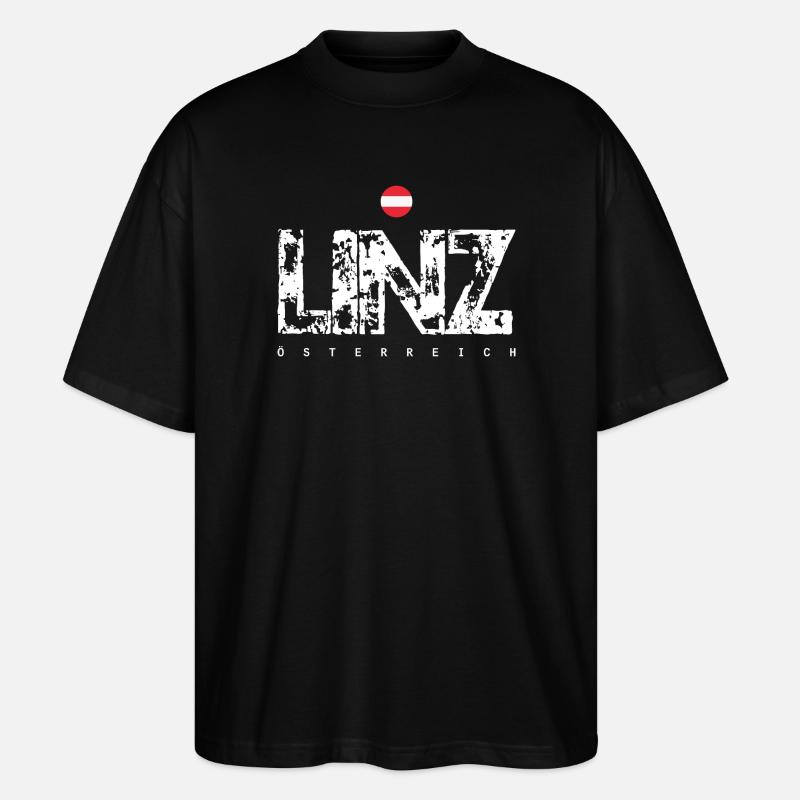 Linz Distressed City Text - Stanley/Stella Oversized Unisex Bio T-Shirt Blaster 2.0 - Schwarz