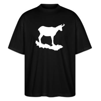 Gams - Stanley/Stella Oversized Unisex Bio T-Shirt Blaster 2.0 - Schwarz - Vorne - Alina (178cm) & Michal (187cm)